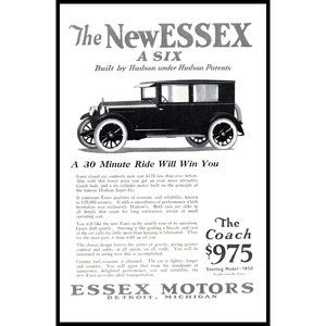 1924 Essex Motors The Coach Vintage Print Ad Antique Car Wall Art Photo